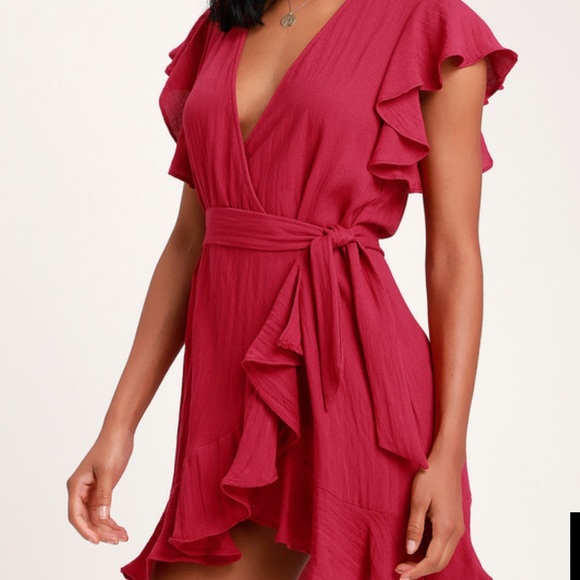 pink boutique wrap dress